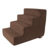 Pet Stairs – Foam Pet Steps for Small Dogs or Cats with 4 Step Design and Removable Cover – Non-Slip Dog Stairs for Home by Petmaker (Brown)